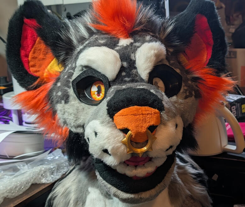 Hallow the Halloween Hyena (Mini Partial). Finished October 2024; this is my personal suit!